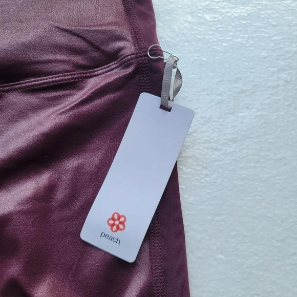 PEACH Women High Waist Yoga Purple Leggings Fitness Workout Exercise Gym XL - Picture 7 of 11